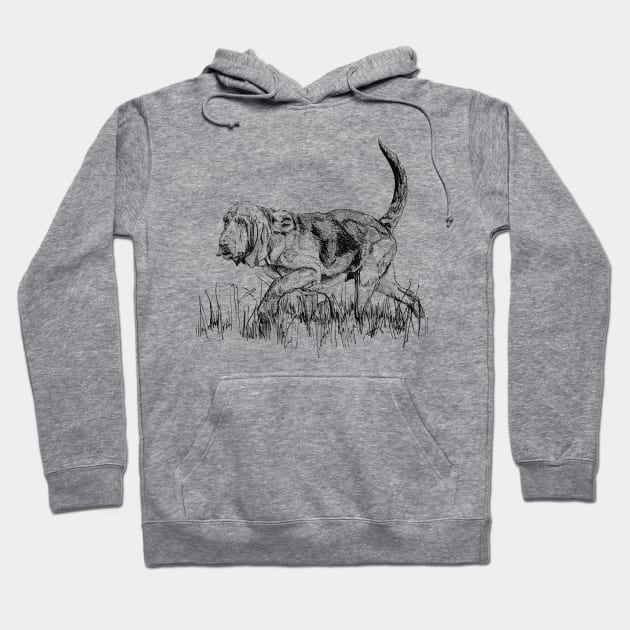 Bloodhound Ink Drawing Hoodie by Fireside Press